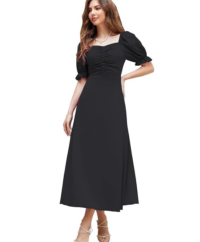 Puff Sleeve Maxi Long